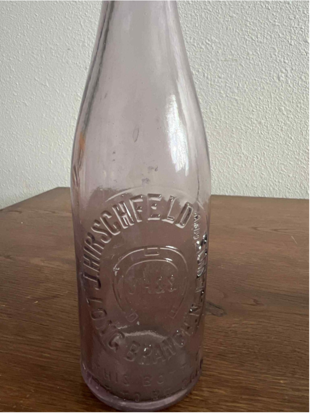 Antique J. Hirschfeld & Son Soda Bottle Long Branch NJ Amethyst Purple Horseshoe